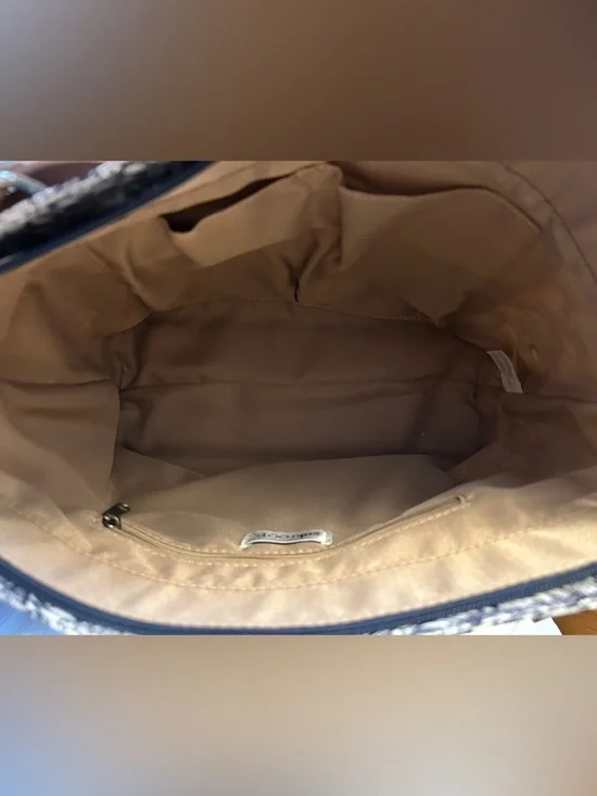 Sakroots Black & White Floral Canvas Tote with Tan Trim - Picture 10 of 10